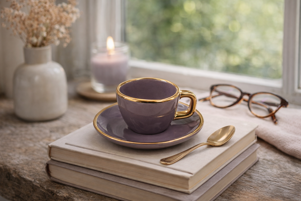 Lady Cup - Viola (set 6 tazze da caffè con piattino)