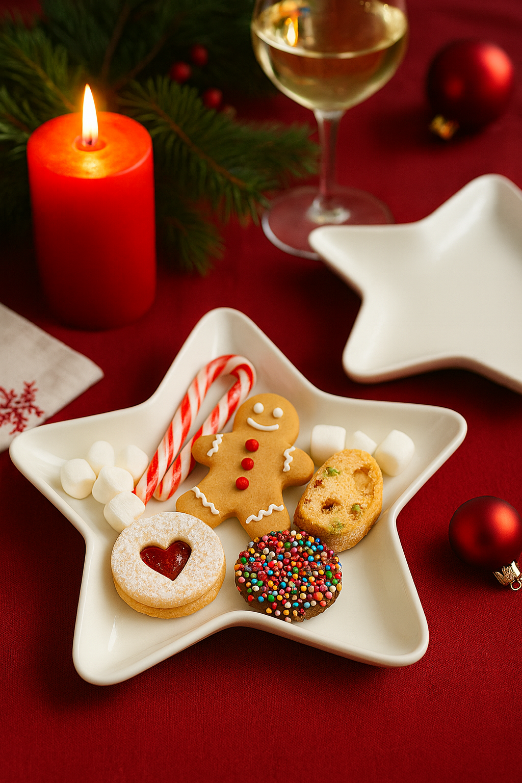 Set Piatti Natalizi a Forma di Stella – Porcellana 25×25x3,5 cm / 18×18x2 cm