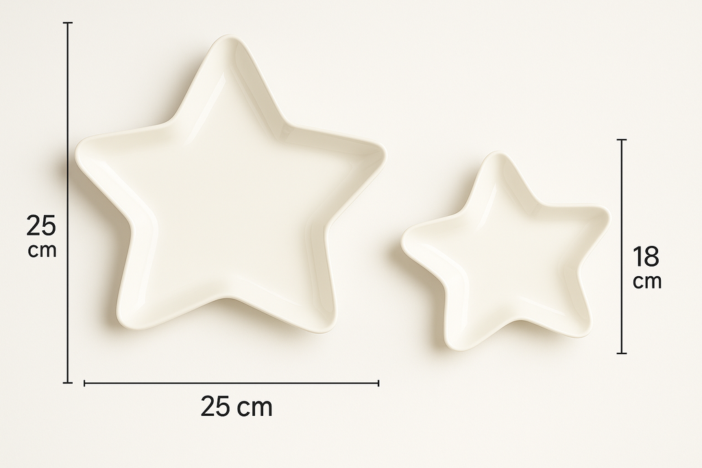 Set Piatti Natalizi a Forma di Stella – Porcellana 25×25x3,5 cm / 18×18x2 cm