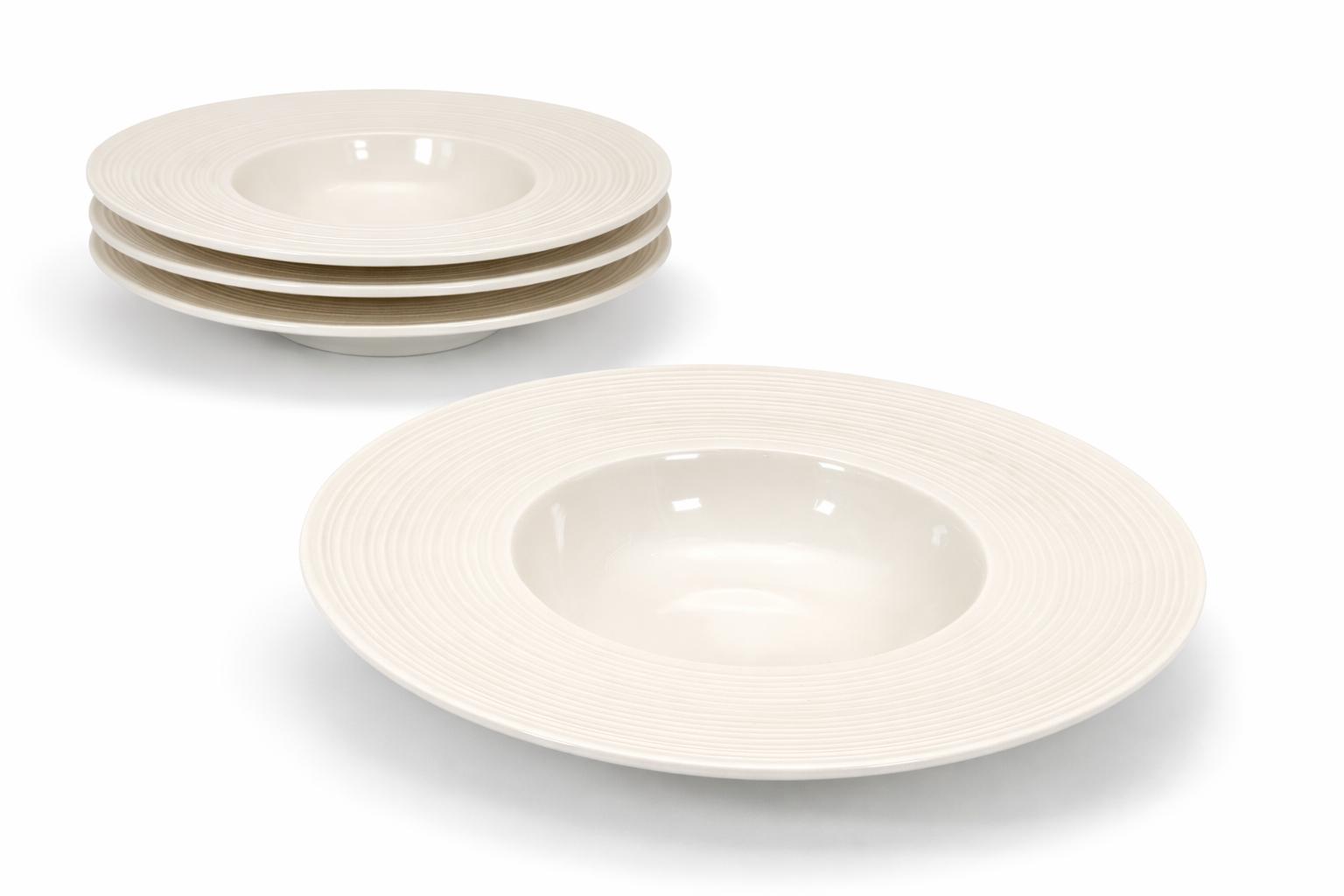 Set 4 Piatti Fondi in Porcellana Bianca 28 cm – Piatto Gourmet per Pasta, Risotti e Zuppe – Design Elegante per Casa e Ristorante