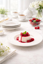 Set 4 Piatti Dessert Ø 20,5 cm in Porcellana Bianca Striata – Piattini Dolci Eleganti per Casa, Ristorante e Pasticceria