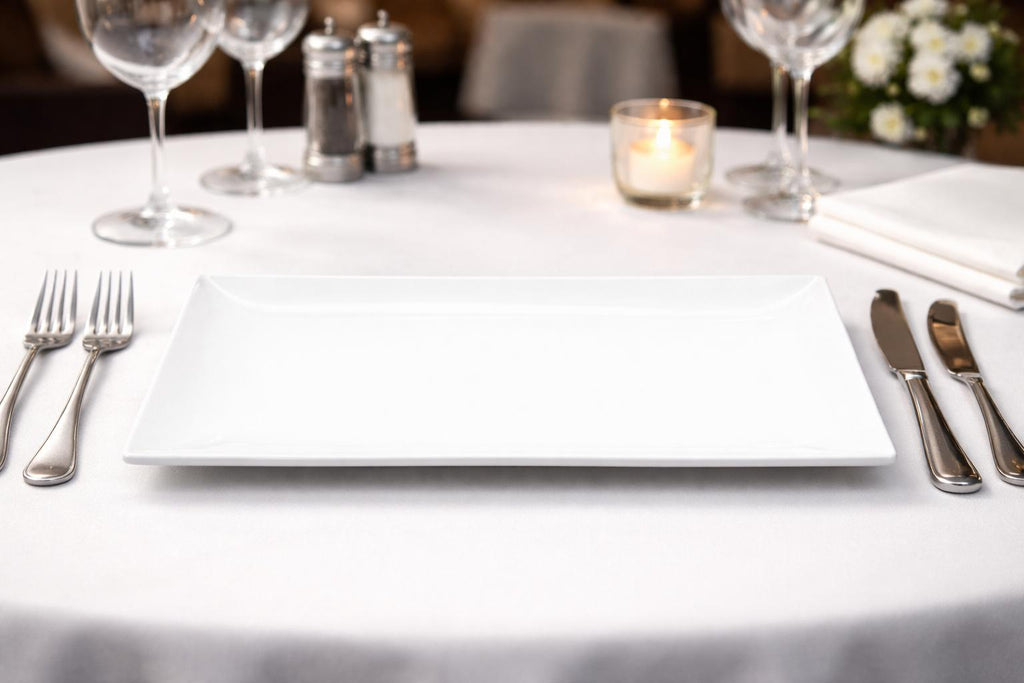 Piatto Rettangolare in Porcellana Bianca 34 x 24 cm – Piatto Piano Elegante per Primi e Secondi, Uso Casa e Ristorante