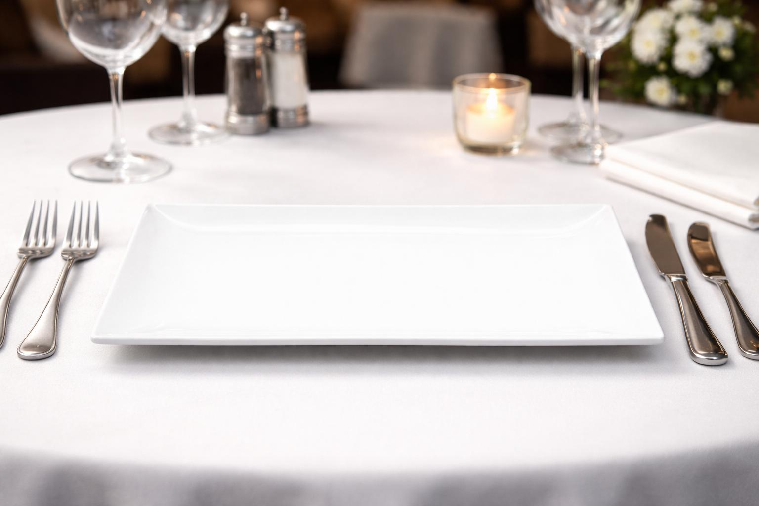 Piatto Rettangolare in Porcellana Bianca 34 x 24 cm – Piatto Piano Elegante per Primi e Secondi, Uso Casa e Ristorante