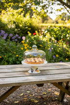 Alzata per dolci in porcellana con campana in vetro Media – Ø 26 cm – Decorazione frutta