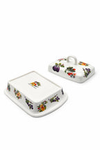 Burriera in porcellana decorata frutta con coperchio – Porta burro elegante