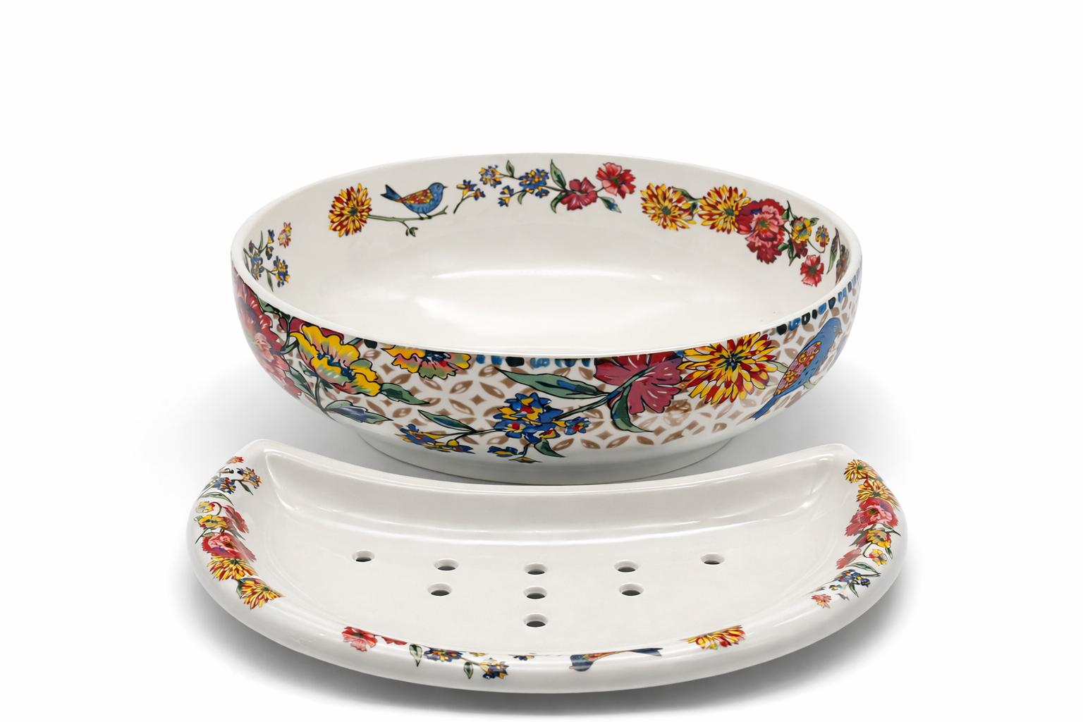 Scola mozzarella in porcellana decorata piatto elegante per servire formaggi  idea regalo, sponza frise