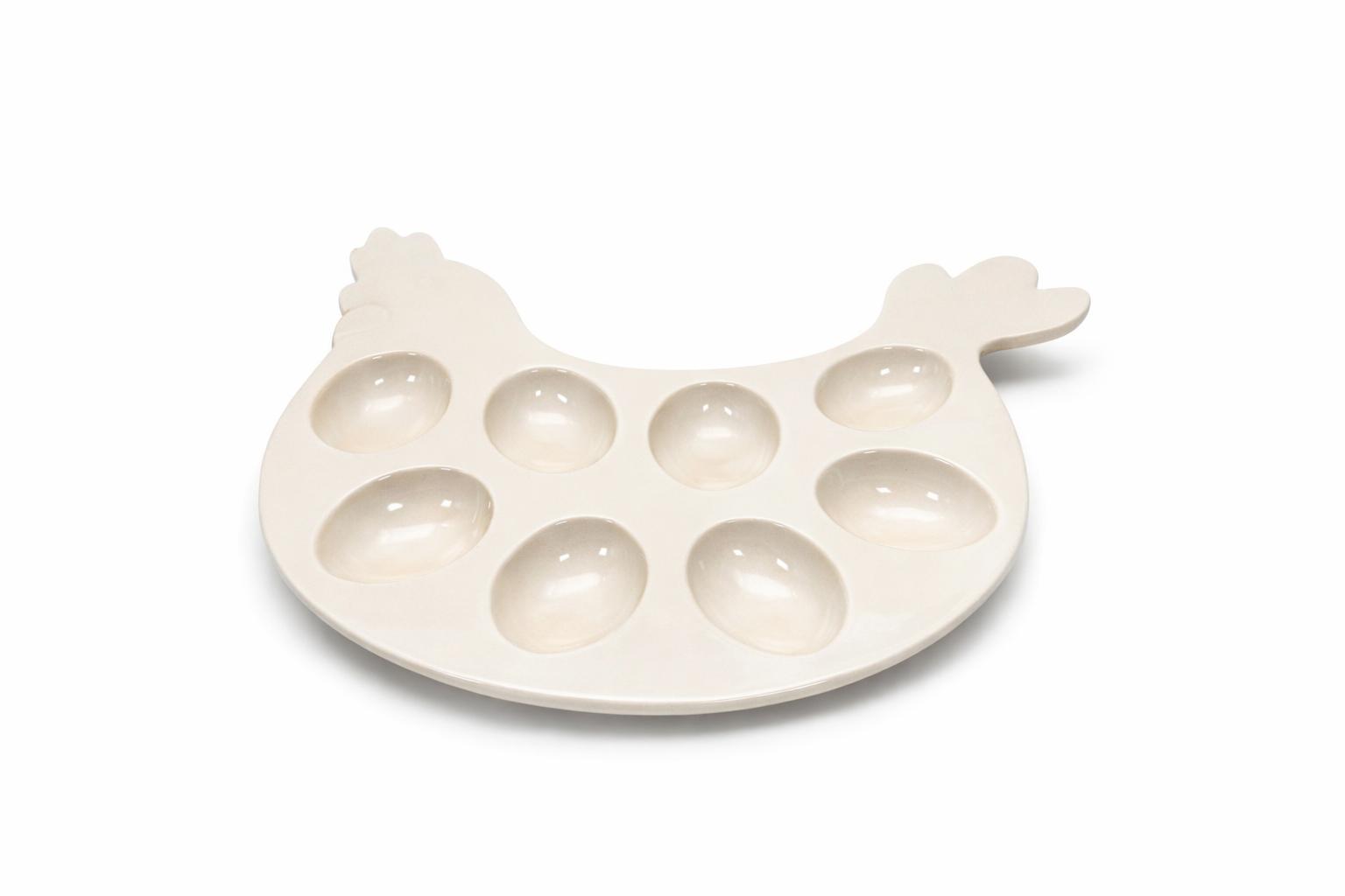 Piatto Portauova Pasquale a Forma di Gallina 26x21 cm – Vassoio Decorativo per Uova Colorate e Dolci – Centrotavola Primavera