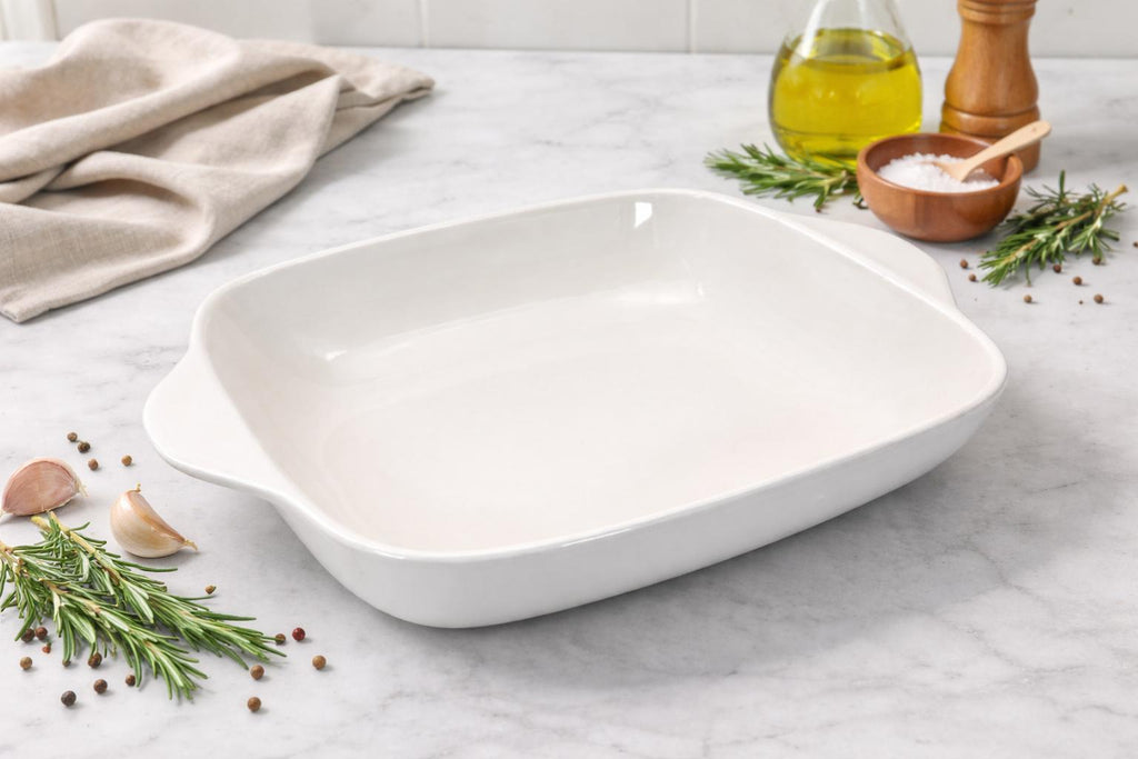 Pirofila Rettangolare 32,5x24 cm in Porcellana Bianca – Teglia da Forno per Lasagne, Carne e Verdure – Adatta a Forno, Microonde e Lavastoviglie
