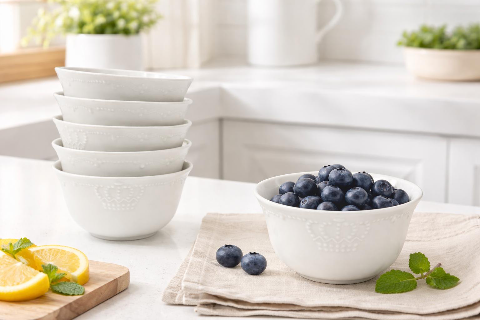 Set 6 Ciotole in Porcellana Bianca 10,5 cm – Coppette per Dessert, Macedonia, Gelato e Snack – Lavastoviglie e Microonde