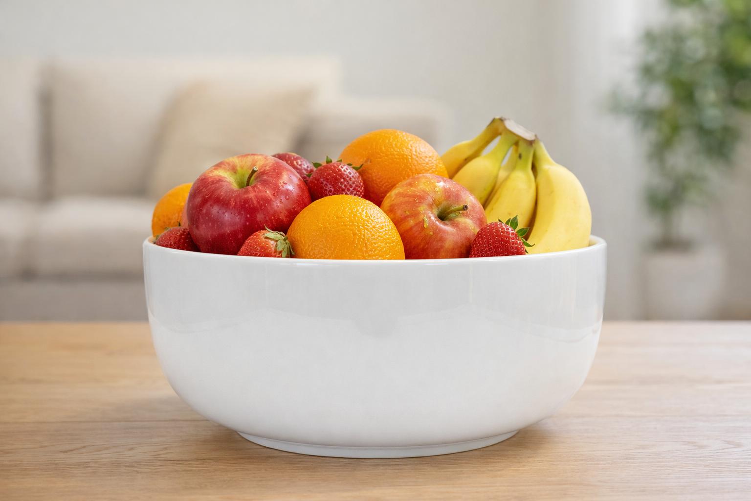 Insalatiera / Fruttiera 24 cm in Porcellana Bianca – Ciotola Grande da Tavola per Insalata, Frutta e Macedonia – Lavastoviglie e Microonde