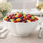 Insalatiera a Fiore 23,5 cm in Porcellana Bianca – Ciotola Grande per Insalata, Frutta e Macedonia – Elegante, Lavastoviglie e Microonde