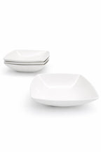 Set 4 Ciotole Quadrate 16,5 cm in Porcellana Bianca – Insalatiere per Contorni, Pasta Fredda e Dessert – Lavastoviglie e Microonde