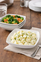 Set 4 Ciotole Quadrate 16,5 cm in Porcellana Bianca – Insalatiere per Contorni, Pasta Fredda e Dessert – Lavastoviglie e Microonde