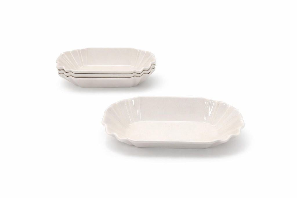 Set 4 Ciotole Rettangolari 19x11 cm in Porcellana Bianca – Ciotoline per Contorni, Aperitivo e Antipasti – Lavastoviglie e Microonde