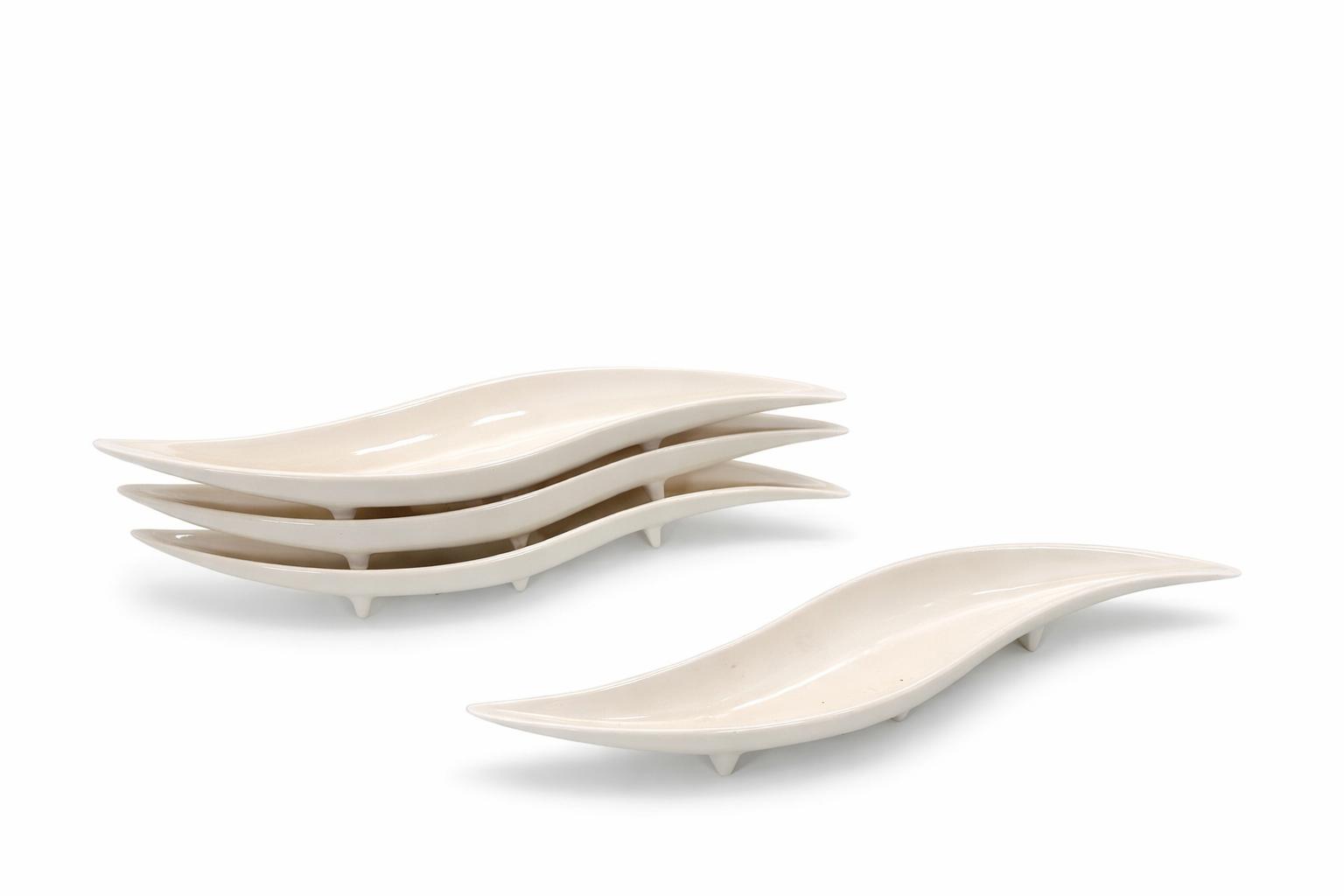 Set 4 Ciotoline Porta Salse 21,5 cm in Porcellana Bianca – Barchette per Aperitivo, Sushi e Finger Food – Lavastoviglie e Microonde