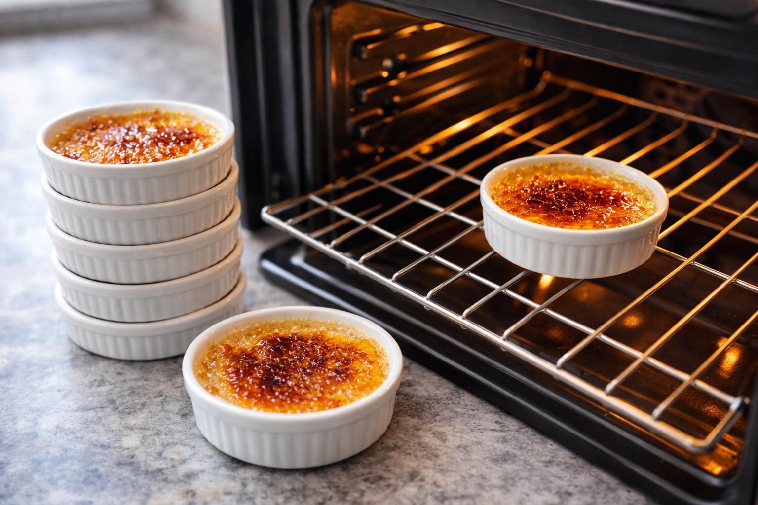 Set 6 Stampini da Forno 12 cm in Porcellana Bianca – Cocotte per Crema Catalana, Crème Brûlée e Soufflé – Forno, Microonde e Lavastoviglie