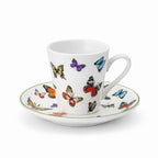Set 6 tazzine da caffè con piattini in porcellana decoro farfalle – servizio espresso elegante – idea regalo