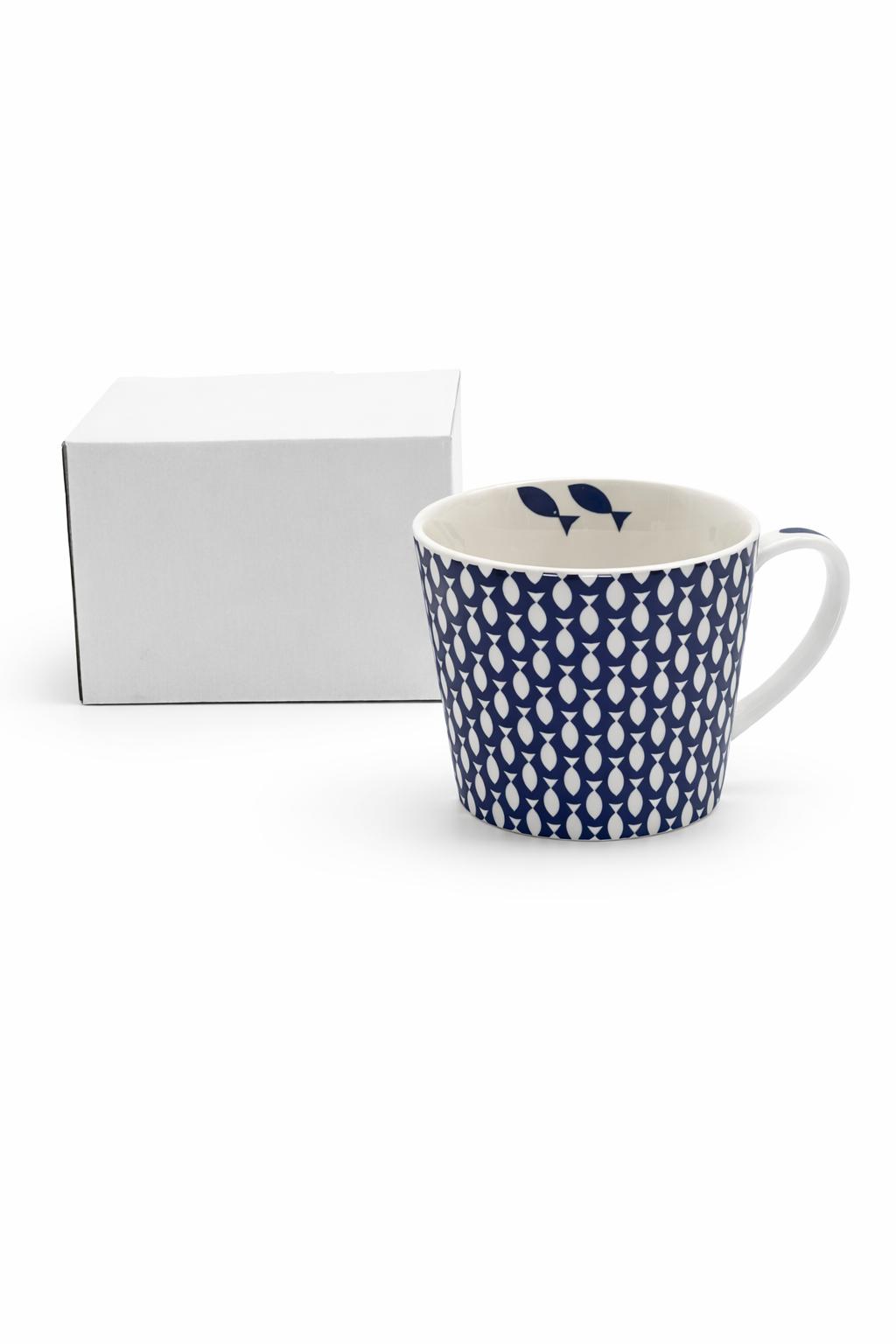 Tazza da latte grande in porcellana decorata 450 ml – tazza colazione elegante – idea regalo