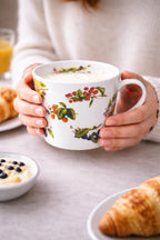 Tazza Latte 450 ml in Porcellana Decorata Frutta – Mug Grande per Colazione, Cappuccino, Tè e Tisane – Lavastoviglie e Microonde