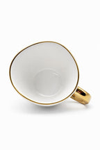 Tazza Latte Lady grande Bianca in Porcellana con Manico Oro 400 ml
