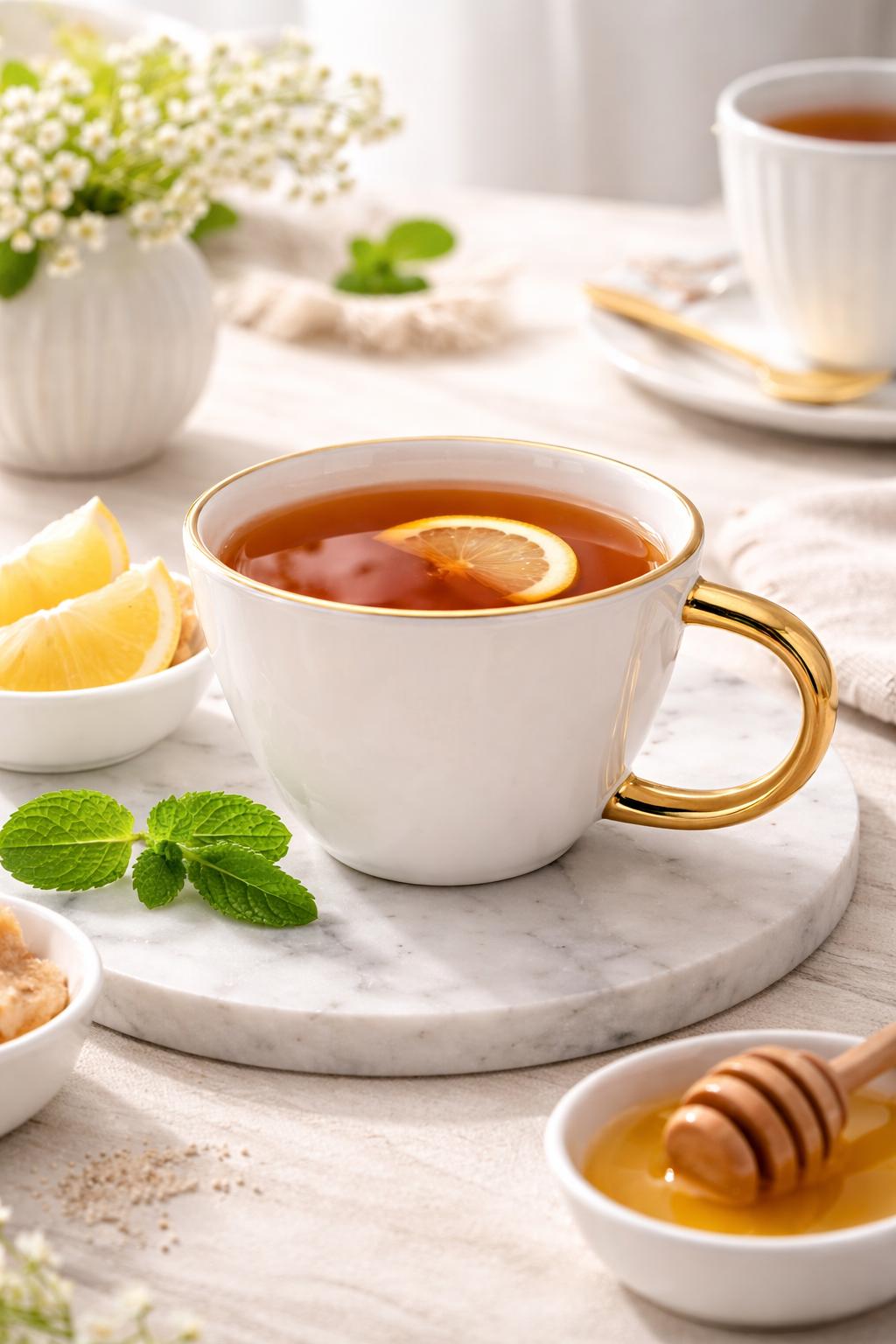 Tazza Latte Lady grande Bianca in Porcellana con Manico Oro 400 ml