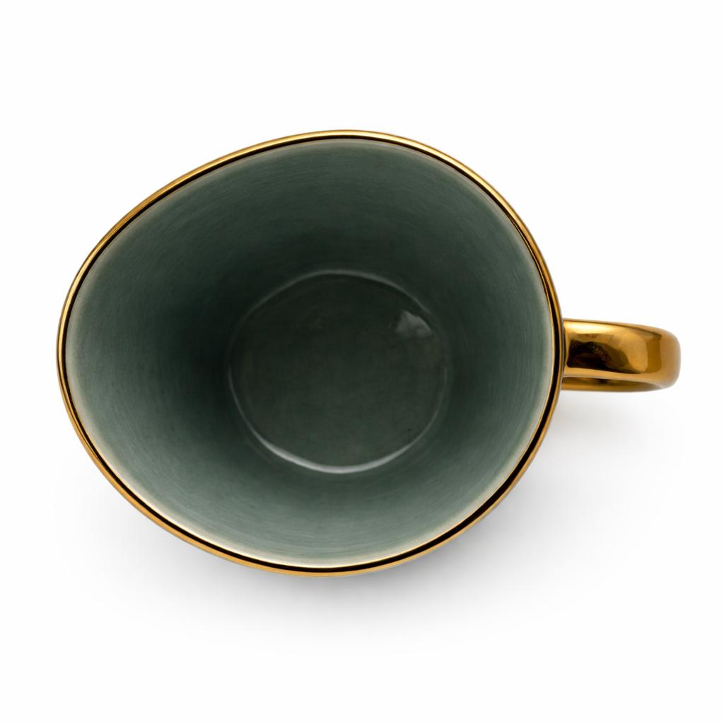 Tazza Latte Lady grande Verde in Porcellana con Manico Oro 400 ml