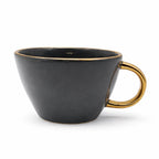 Tazza Latte Lady grande Grigio scuro in Porcellana con Manico Oro 400 ml