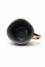 Tazza Latte Lady grande Grigio scuro in Porcellana con Manico Oro 400 ml
