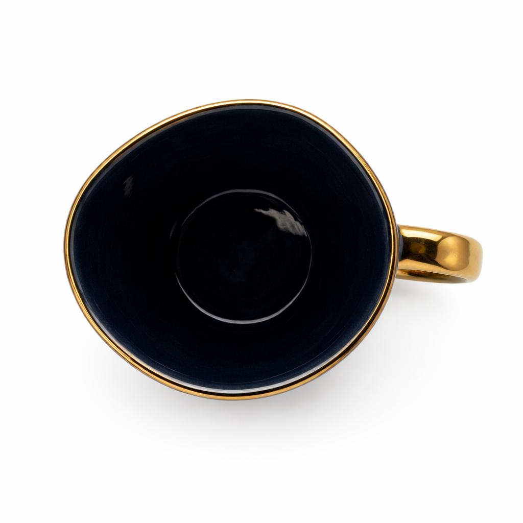 Tazza Latte Lady grande Blu elettrico in Porcellana con Manico Oro 400 ml