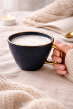 Tazza Latte Lady grande Blu elettrico in Porcellana con Manico Oro 400 ml