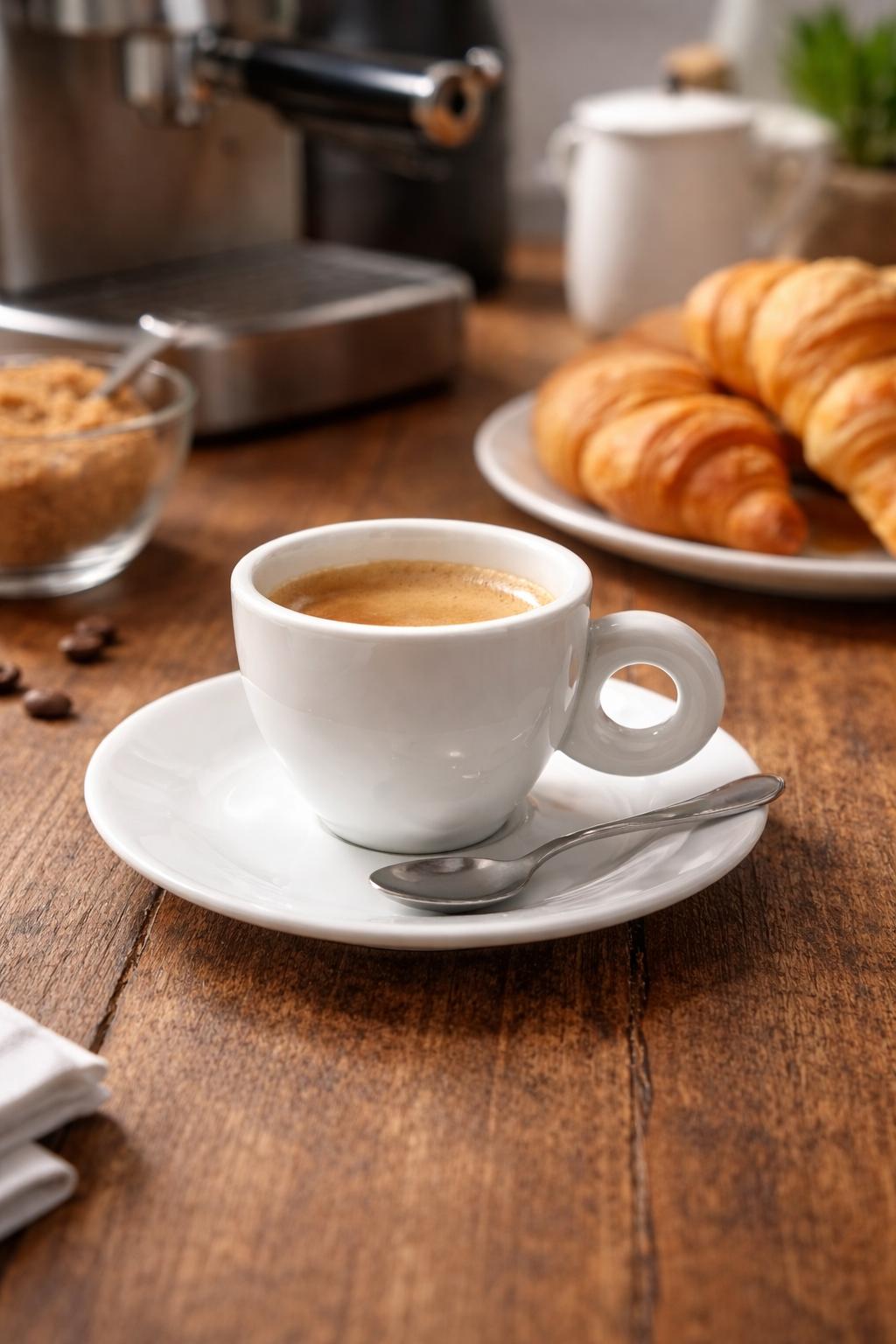 Set 6 Tazze Caffè 90 ml con 6 Piattini in Porcellana Bianca – Linea Circle Elegance