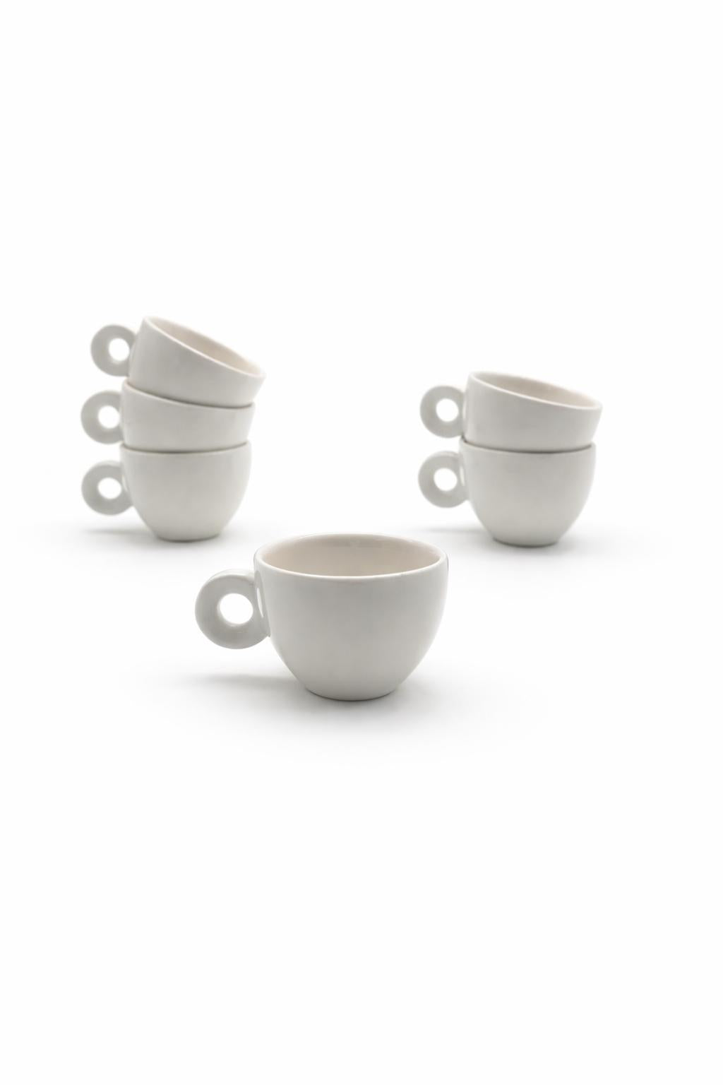 Tazze da Caffè 90 ml Set 6 in Porcellana Bianca