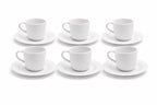 Linea Hotel Premium Set 6 Tazze Caffè con Piattino 90 ml in Porcellana Bianca