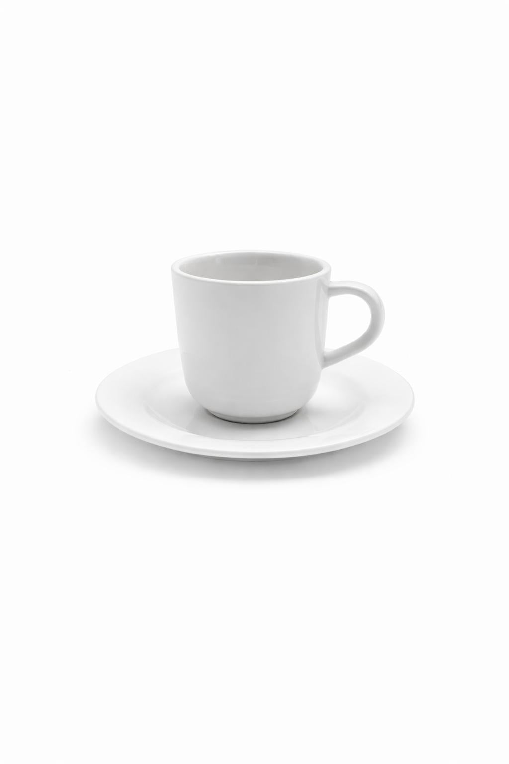 Linea Hotel Premium Set 6 Tazze Caffè con Piattino 90 ml in Porcellana Bianca