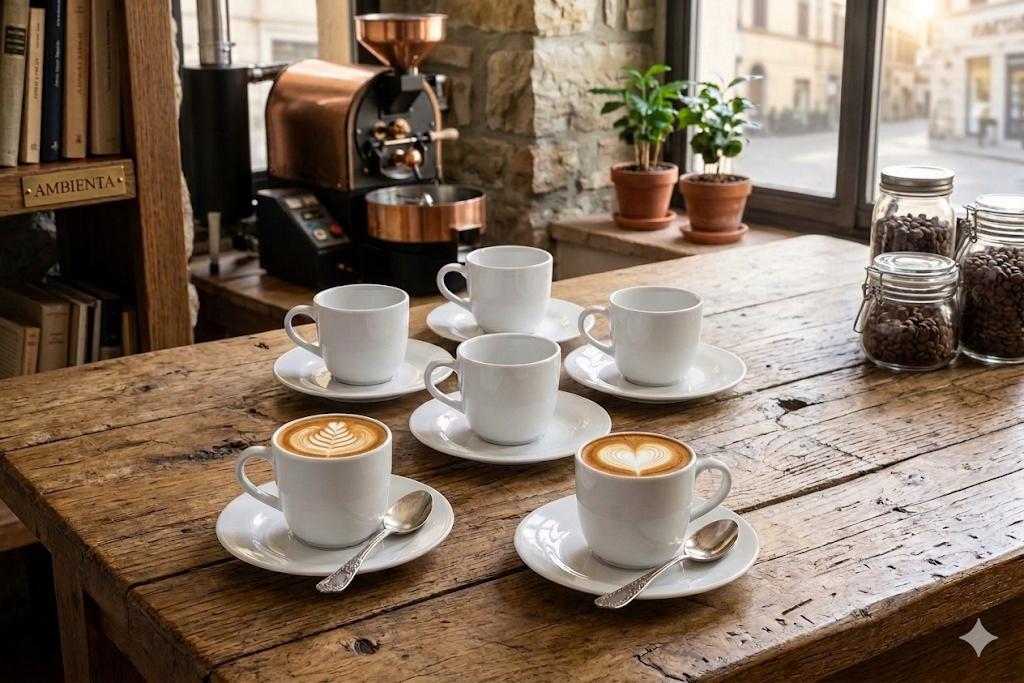 Linea Hotel Premium Set 6 Tazze Caffè con Piattino 90 ml in Porcellana Bianca