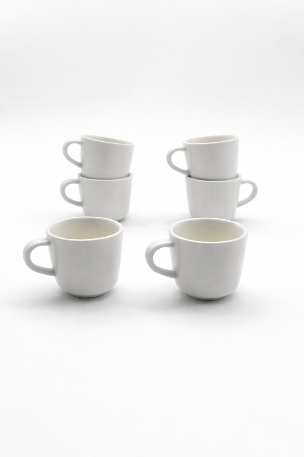 Set 6 Tazze Caffè 90 ml in Porcellana Bianca Linea Hotel Premium