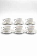 Set 6 Tazze da Caffè 90 ml con Piattini in Porcellana Bianca - ROYAL WHITE