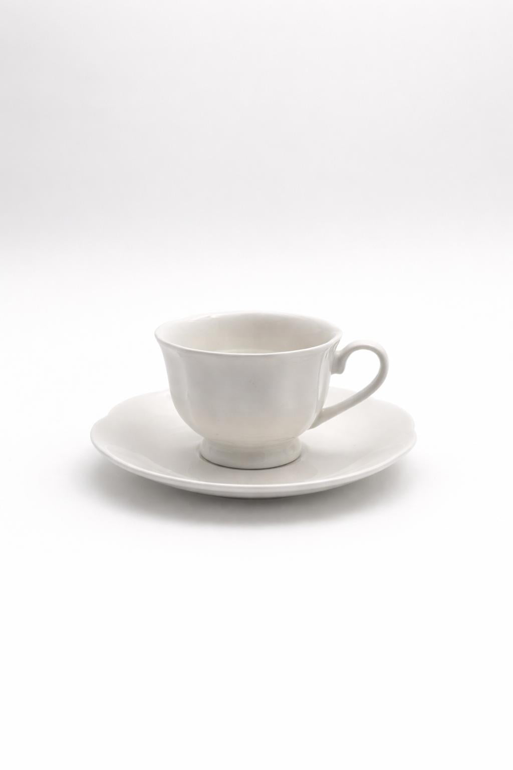 Set 6 Tazze da Caffè 90 ml con Piattini in Porcellana Bianca - ROYAL WHITE