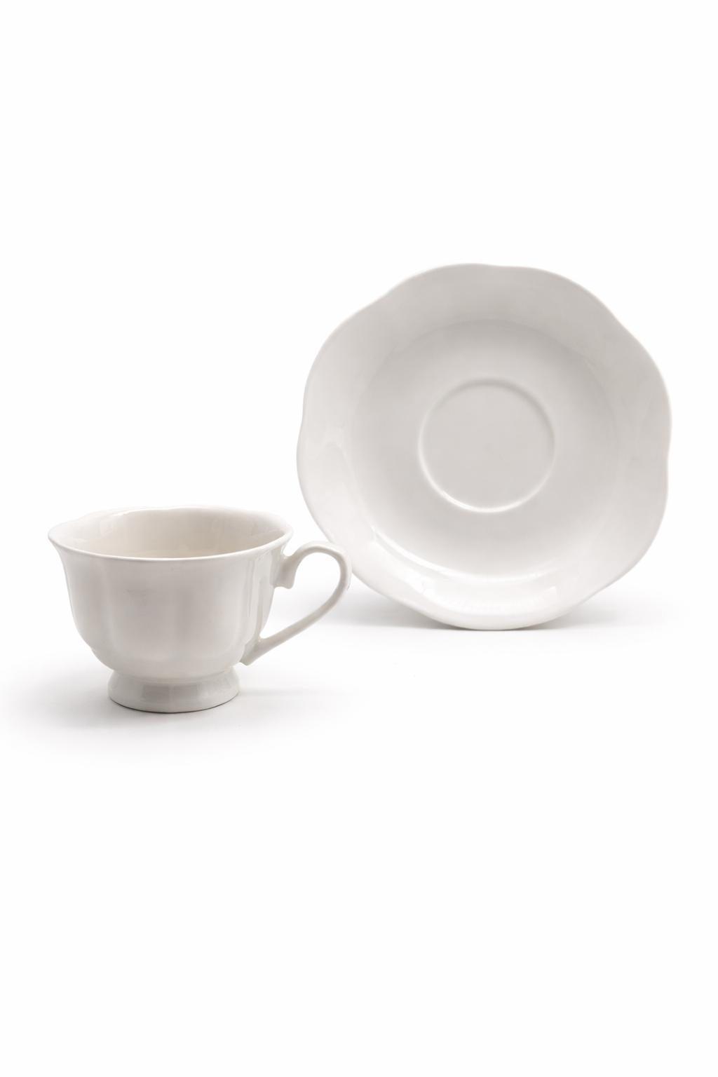Set 6 Tazze da Caffè 90 ml con Piattini in Porcellana Bianca - ROYAL WHITE
