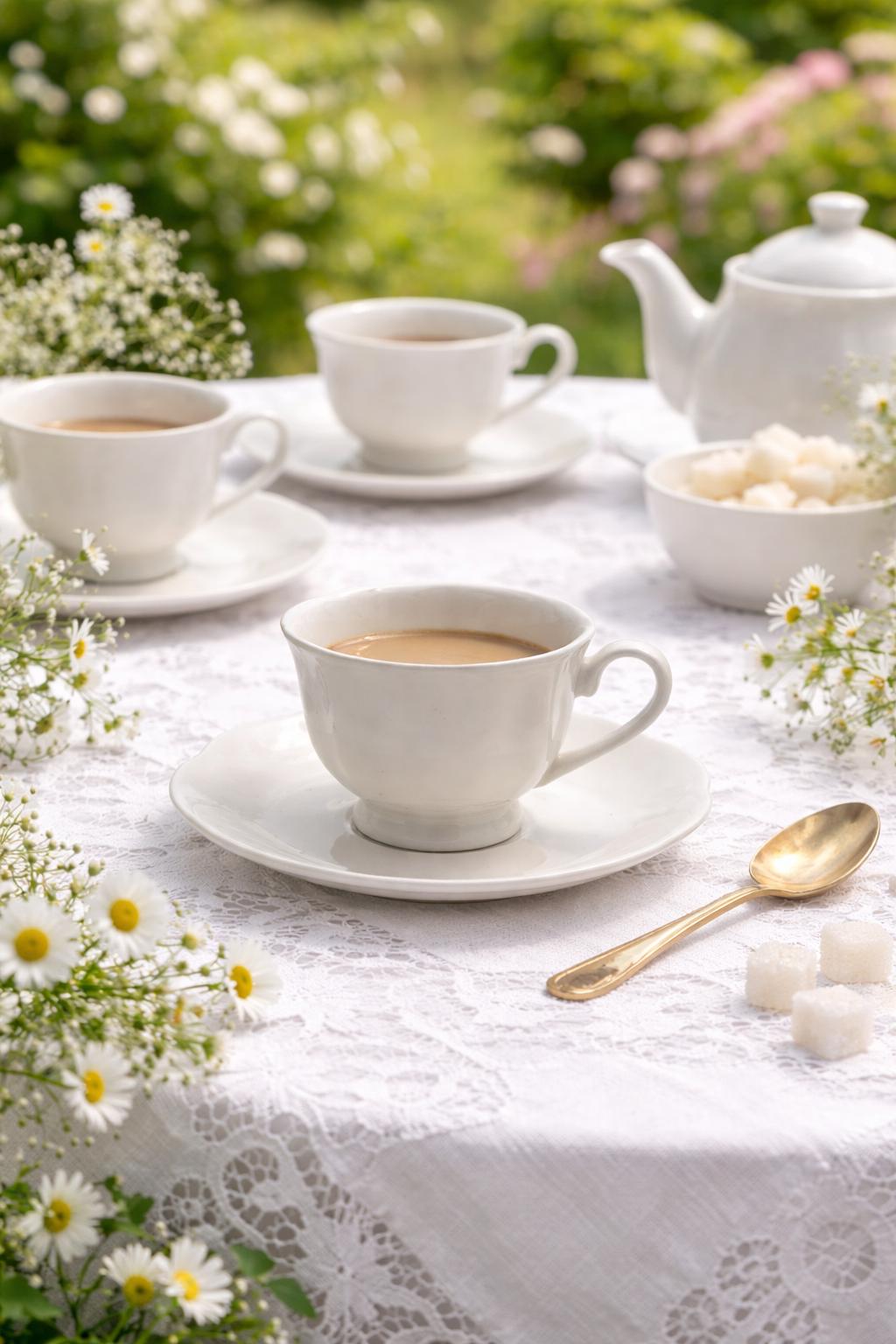 Set 6 Tazze da Caffè 90 ml con Piattini in Porcellana Bianca - ROYAL WHITE