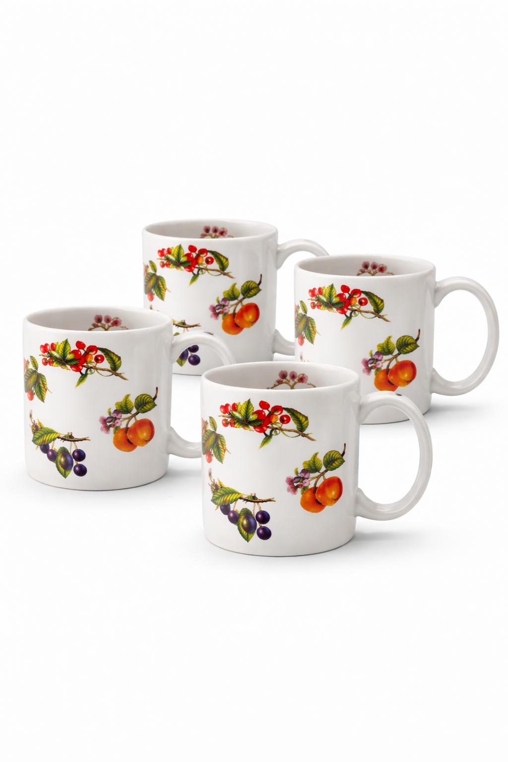 Set 4 Mug da Tè e Tisane 300 ml in Porcellana Decorata