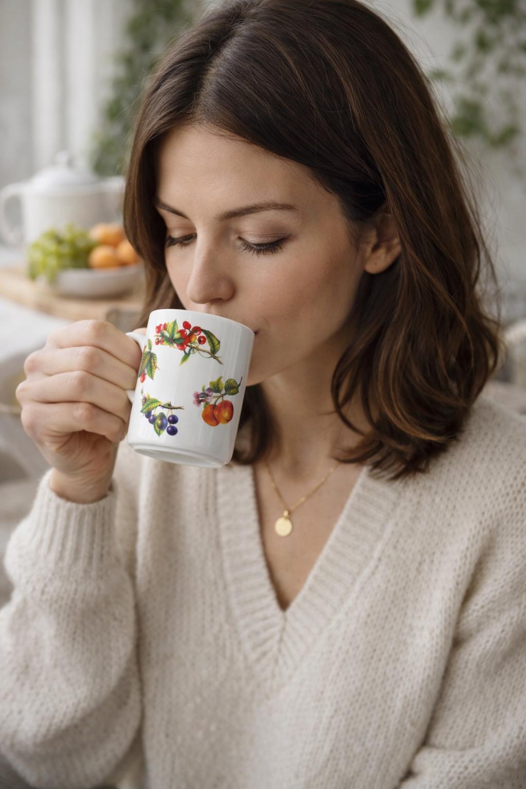 Set 4 Mug da Tè e Tisane 300 ml in Porcellana Decorata