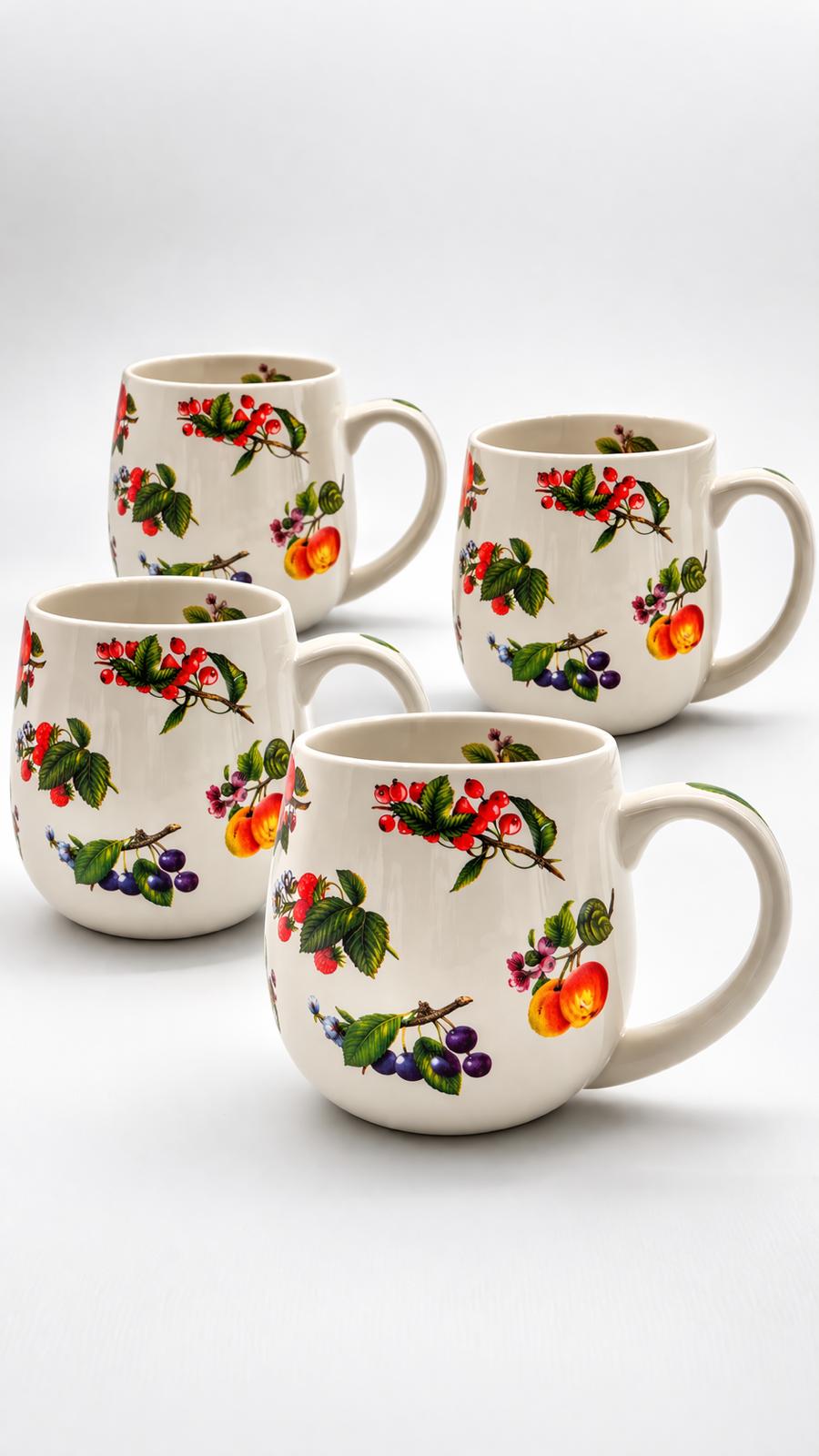 Set 4 Tazze Mug 300 ml in Porcellana Decorata