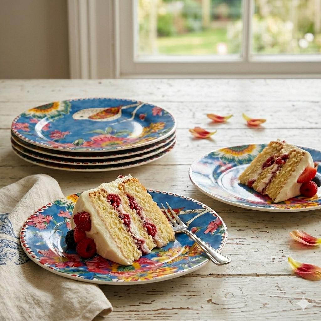 Japan Birds Blu Set 6 Piattini Dessert Pane Ø 15,5 cm