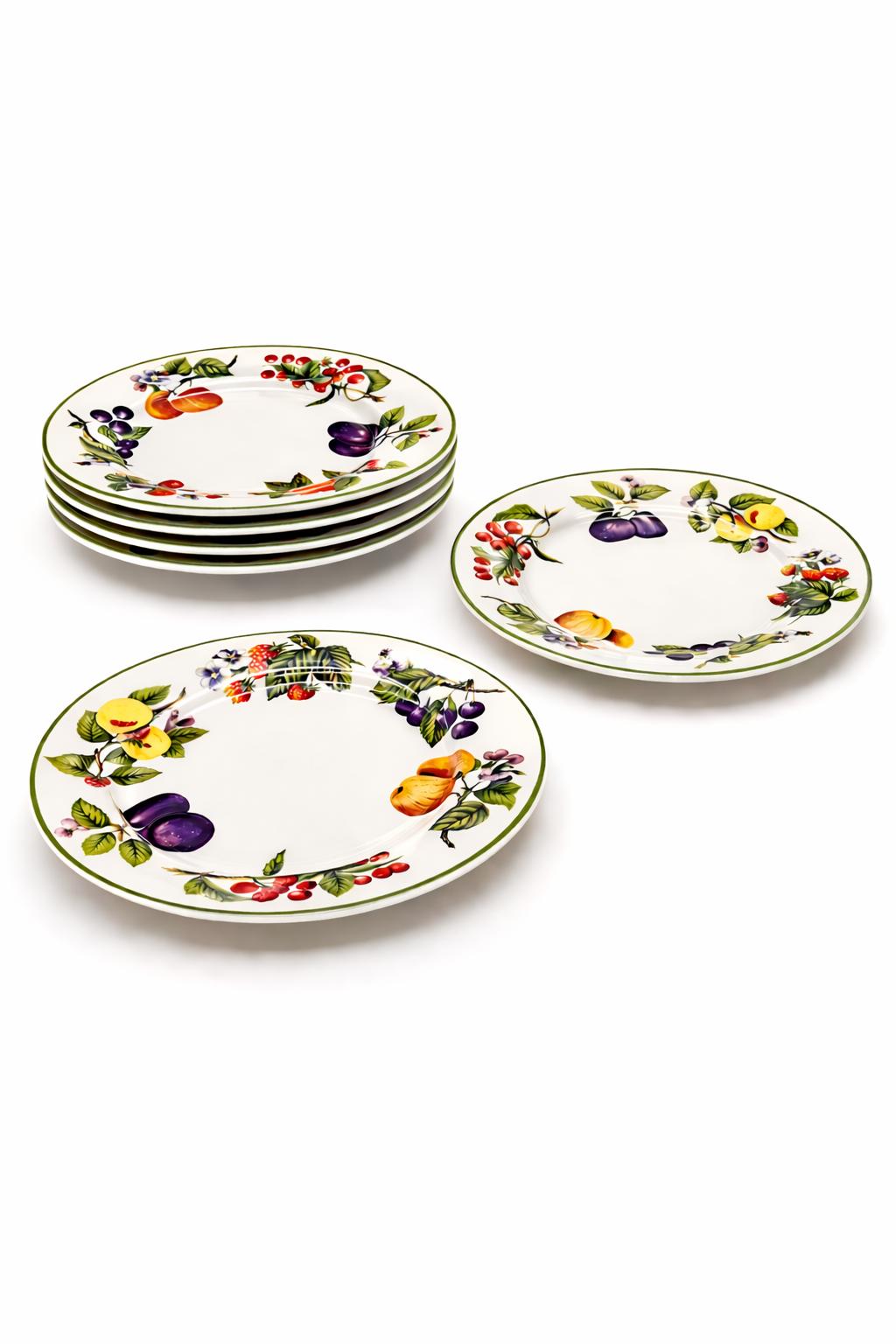 Set 6 Piatti Dessert Pane Ø 15,5 cm in Porcellana Decorata Frutta