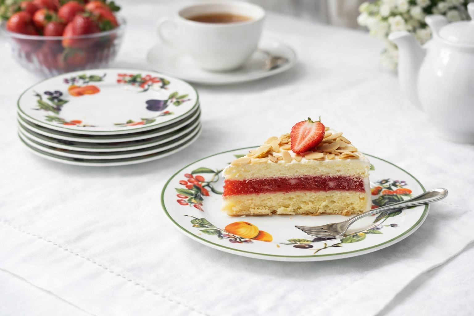 Set 6 Piatti Dessert Pane Ø 15,5 cm in Porcellana Decorata Frutta