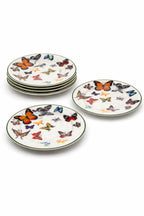 Set 6 Piatti Dessert Pane Ø 15,5 cm in Porcellana Decorata Farfalle
