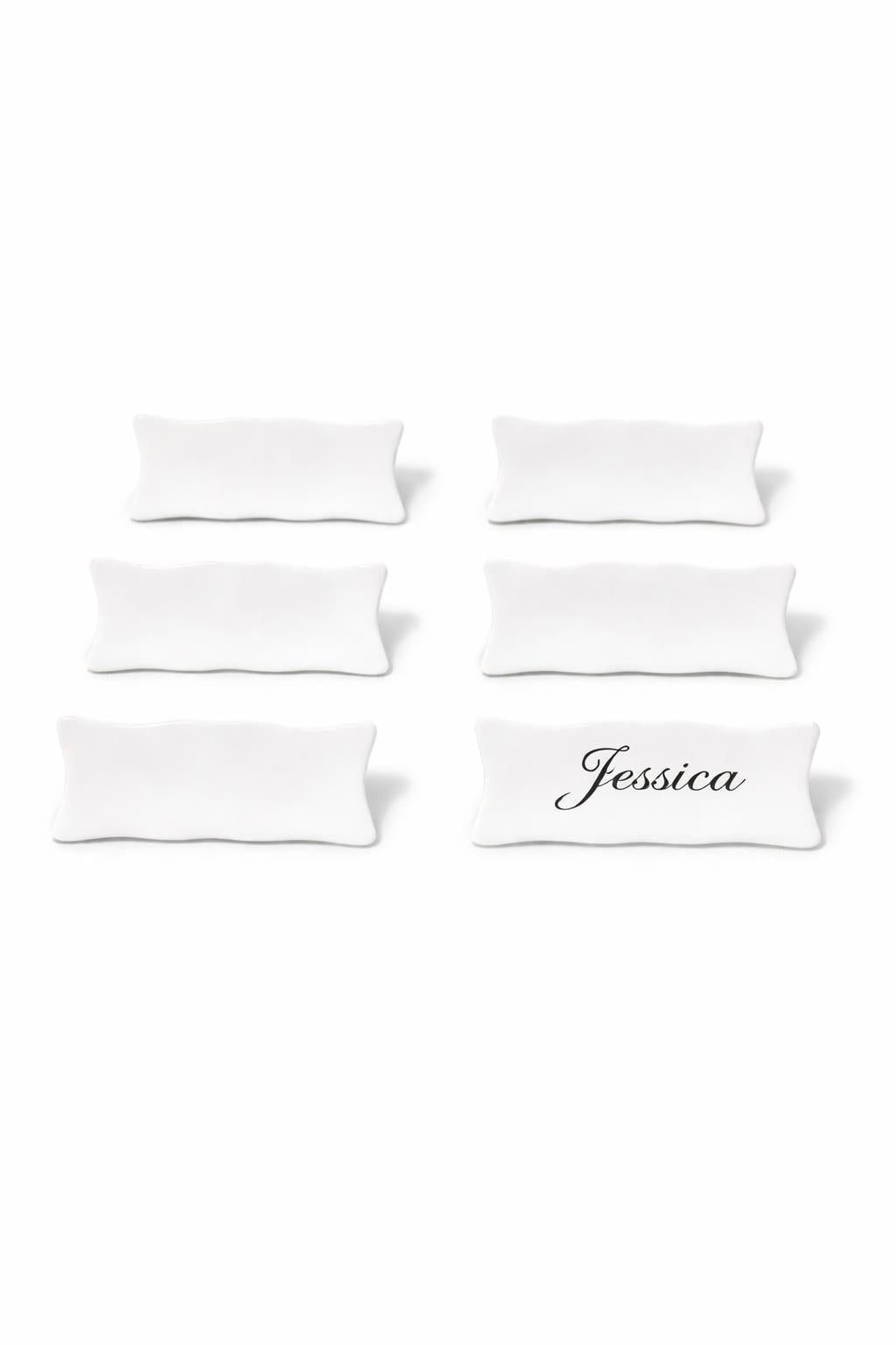 Set 6 Pezzi Segnaposto in Porcellana Personalizzabili cm 6 x 2,5