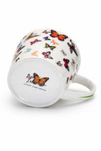 Tazza da latte grande in porcellana 450 ml decorata con farfalle – tazza colazione elegante – idea regalo