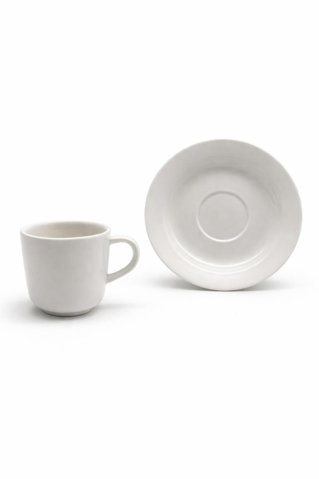 Linea Hotel Premium Set 6 Tazze Caffè con Piattino 90 ml in Porcellana Bianca